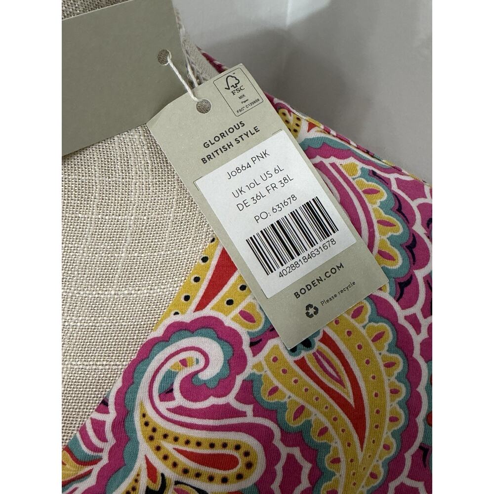 New BODEN Evangeline Jersey Wrap Dress Printed Paisley Cottage Stretch Size 6 L - Picture 3 of 3
